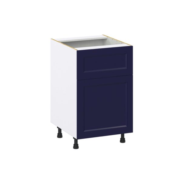 Camellia Painted Midnight Blue Recessed Assembled Base Cabinet with 1 Door and a 10 in. Drawer (21 in. W X 34.5 in. H X 24 in. D)