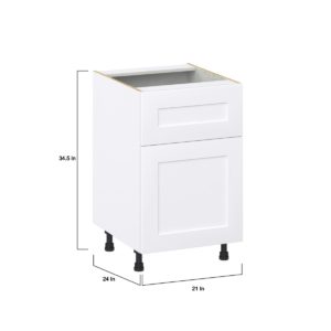 Jasmine Painted Warm White  Shaker Assembled Base Cabinet with 1 Door and a 10 in. Drawer (21 in. W X 34.5 in. H X 24 in. D)