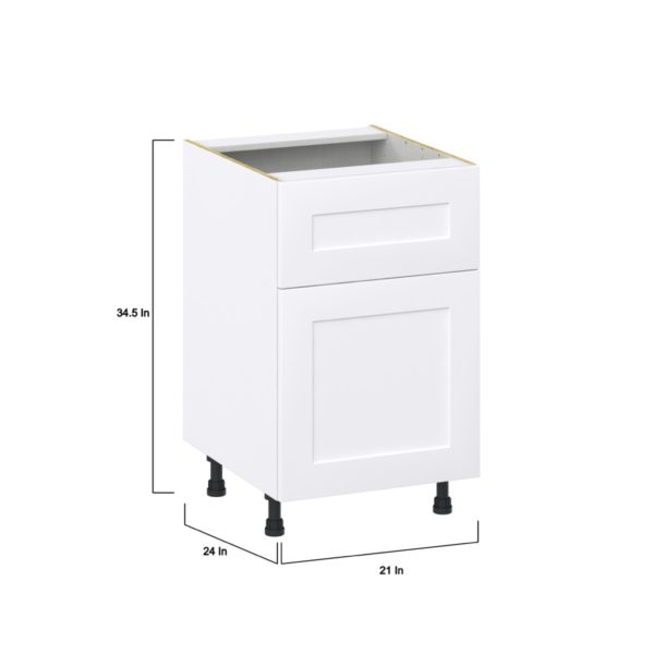 Jasmine Painted Warm White  Shaker Assembled Base Cabinet with 1 Door and a 10 in. Drawer (21 in. W X 34.5 in. H X 24 in. D)