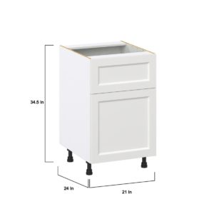 Magnolia Painted Bright White Recessed Assembled Base Cabinet with 1 Door and a 10 in. Drawer (21 in. W X 34.5 in. H X 24 in. D)