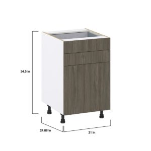 Cordyline Textured Slab Walnut Assembled Base Cabinet with 1 Door and Two 5 in. Drawers (21 in. W X 34.5 in. H X 24 in. D)