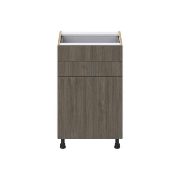 Cordyline Textured Slab Walnut Assembled Base Cabinet with 1 Door and Two 5 in. Drawers (21 in. W X 34.5 in. H X 24 in. D)