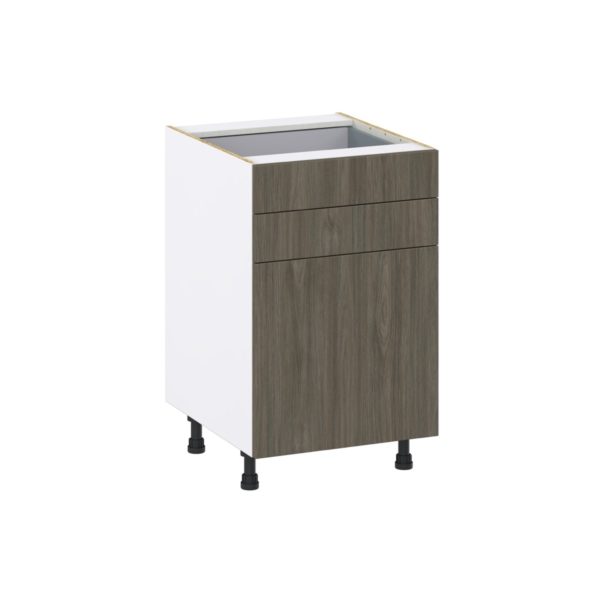 Cordyline Textured Slab Walnut Assembled Base Cabinet with 1 Door and Two 5 in. Drawers (21 in. W X 34.5 in. H X 24 in. D)