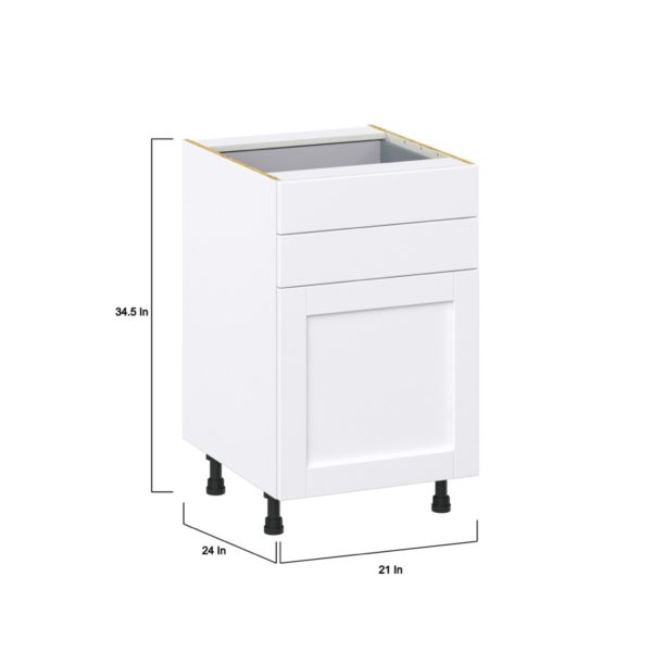 Dahlia Bright White  Shaker Assembled Base Cabinet with 1 Door and Two 5 in. Drawers (21 in. W X 34.5 in. H X 24 in. D)