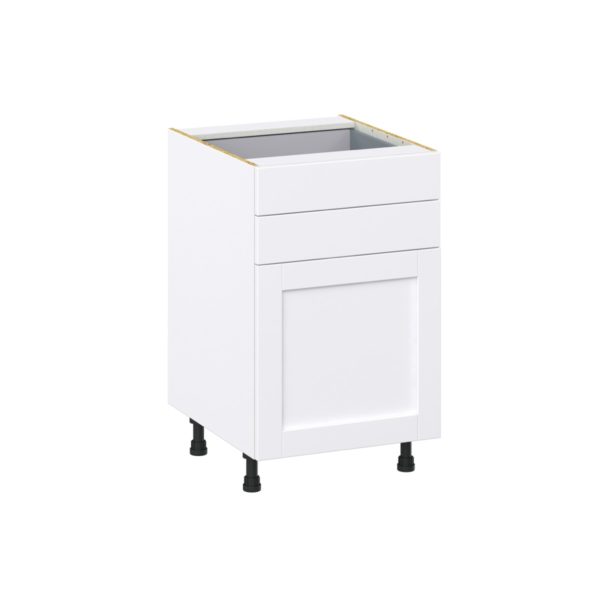 Dahlia Bright White  Shaker Assembled Base Cabinet with 1 Door and Two 5 in. Drawers (21 in. W X 34.5 in. H X 24 in. D)