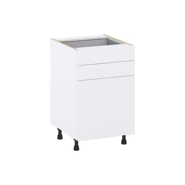 Lily Bright White  Slab Assembled Base Cabinet with 1 Door and Two 5 in. Drawers (21 in. W X 34.5 in. H X 24 in. D)