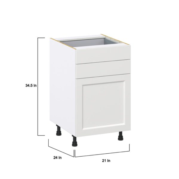 Magnolia Painted Bright White Recessed Assembled Base Cabinet with 1 Door and Two 5 in. Drawers (21 in. W X 34.5 in. H X 24 in. D)