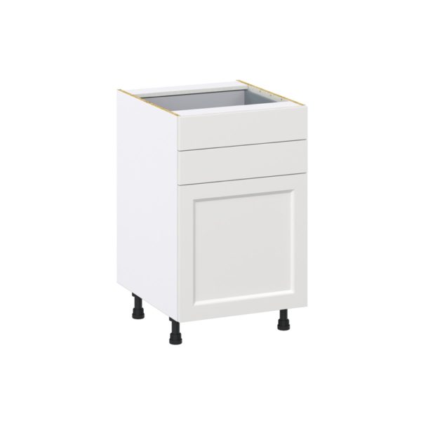 Magnolia Painted Bright White Recessed Assembled Base Cabinet with 1 Door and Two 5 in. Drawers (21 in. W X 34.5 in. H X 24 in. D)