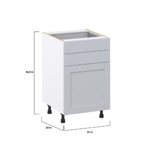 Sea Holly Light Gray  Shaker Assembled Base Cabinet with 1 Door and Two 5 in. Drawers (21 in. W X 34.5 in. H X 24 in. D)