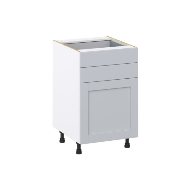 Sea Holly Light Gray  Shaker Assembled Base Cabinet with 1 Door and Two 5 in. Drawers (21 in. W X 34.5 in. H X 24 in. D)