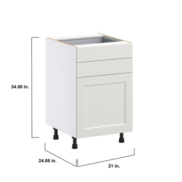 Wisteria Painted Light Gray Recessed Assembled Base Cabinet with 1 Door and Two 5 in. Drawers (21 in. W X 34.5 in. H X 24 in. D)