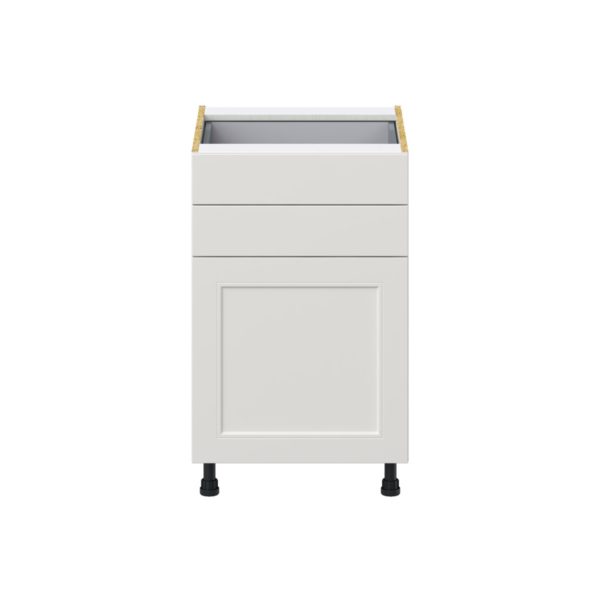 Wisteria Painted Light Gray Recessed Assembled Base Cabinet with 1 Door and Two 5 in. Drawers (21 in. W X 34.5 in. H X 24 in. D)