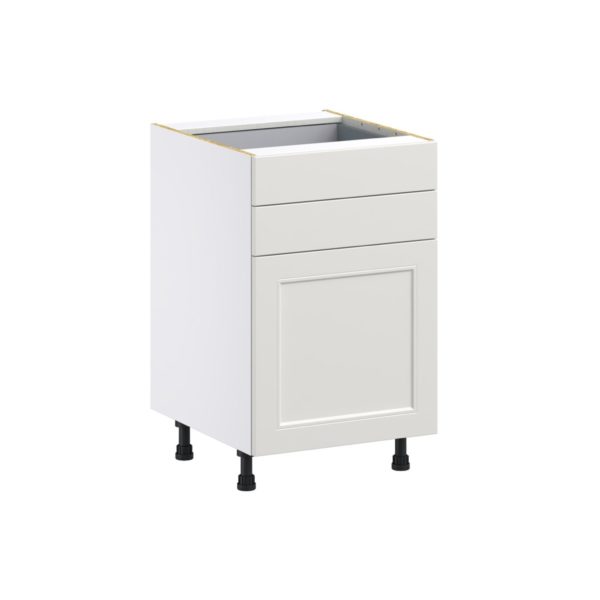 Wisteria Painted Light Gray Recessed Assembled Base Cabinet with 1 Door and Two 5 in. Drawers (21 in. W X 34.5 in. H X 24 in. D)