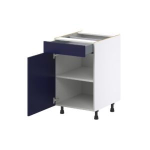 Camellia Painted Midnight Blue Recessed Assembled Base Cabinet with a Door and a Drawer (21 in. W X 34.5 in. H X 24 in. D)