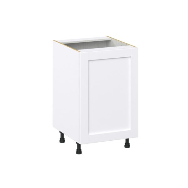 Dahlia Bright White  Shaker Assembled Base Cabinet with 1 Full High Door and 3 Inner Drawers (21 in. W X 34.5 in. H X 24 in. D)