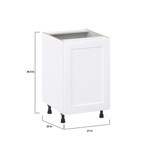 Jasmine Painted Warm White  Shaker Assembled Base Cabinet with 1 Full High Door and 3 Inner Drawers (21 in. W X 34.5 in. H X 24 in. D)