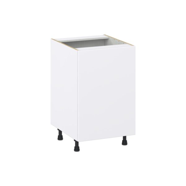 Lily Bright White  Slab Assembled Base Cabinet with 1 Full High Door and 3 Inner Drawers (21 in. W X 34.5 in. H X 24 in. D)