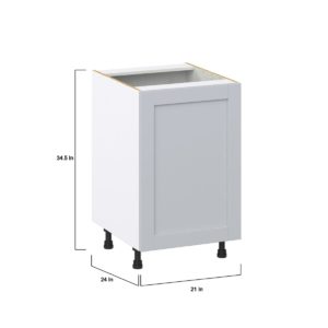 Sea Holly Light Gray  Shaker Assembled Base Cabinet with 1 Full High Door and 3 Inner Drawers (21 in. W X 34.5 in. H X 24 in. D)