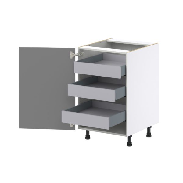 Willow Painted Slate Gray  Shaker Assembled Base Cabinet with 1 Full High Door and 3 Inner Drawers (21 in. W X 34.5 in. H X 24 in. D)