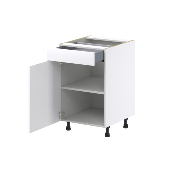 Jasmine Painted Warm White  Shaker Assembled Base Cabinet with a Door and a Drawer (21 in. W X 34.5 in. H X 24 in. D)