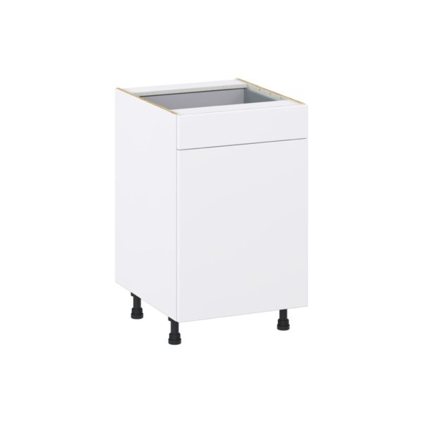 Lily Bright White  Slab Assembled Base Cabinet with a Door and a Drawer (21 in. W X 34.5 in. H X 24 in. D)