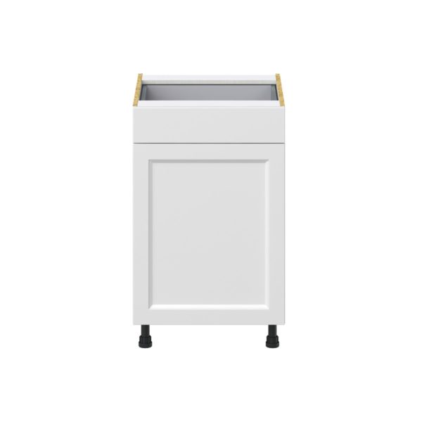 Magnolia Painted Bright White Recessed Assembled Base Cabinet with a Door and a Drawer (21 in. W X 34.5 in. H X 24 in. D)