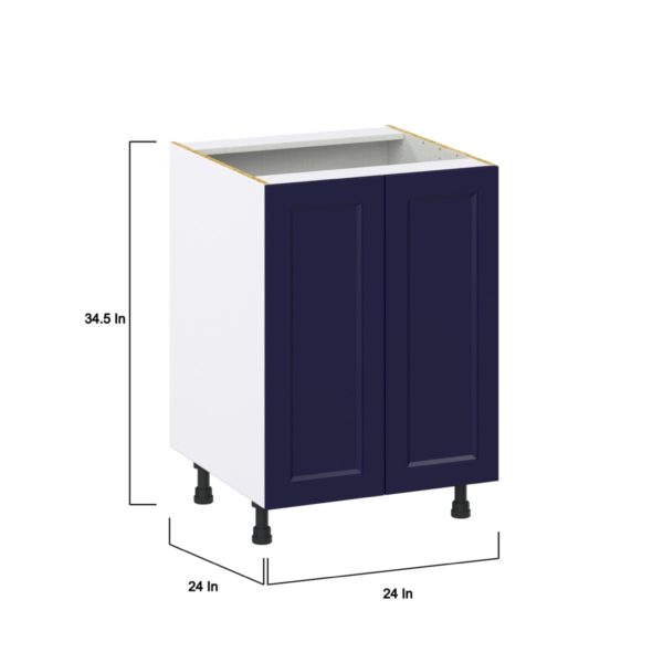 Camellia Painted Midnight Blue Recessed Assembled Base Cabinet with 2 Full High Doors (24 in. W x 34.5 in. H x 24 in. D)