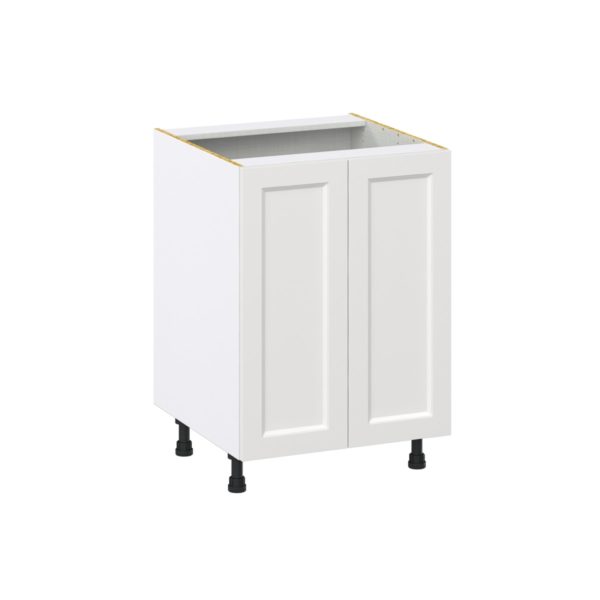 Magnolia Painted Bright White Recessed Assembled Base Cabinet with 2 Full High Doors and 3 Inner Drawers (24 in. W x 34.5 in. H x 24 in. D)