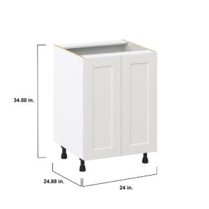 Wisteria Painted Light Gray Recessed Assembled Base Cabinet with 2 Full High Doors and 3 Inner Drawers (24 in. W x 34.5 in. H x 24 in. D)