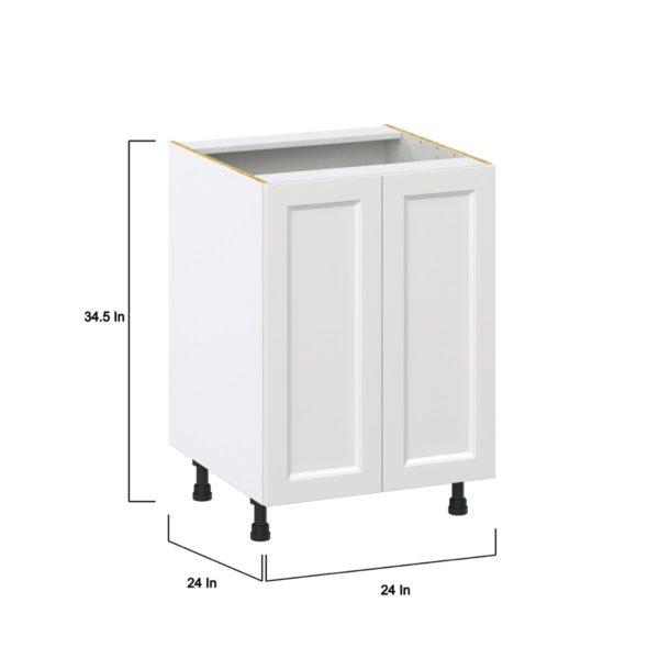 Magnolia Painted Bright White Recessed Assembled Base Cabinet with 2 Full High Doors (24 in. W x 34.5 in. H x 24 in. D)