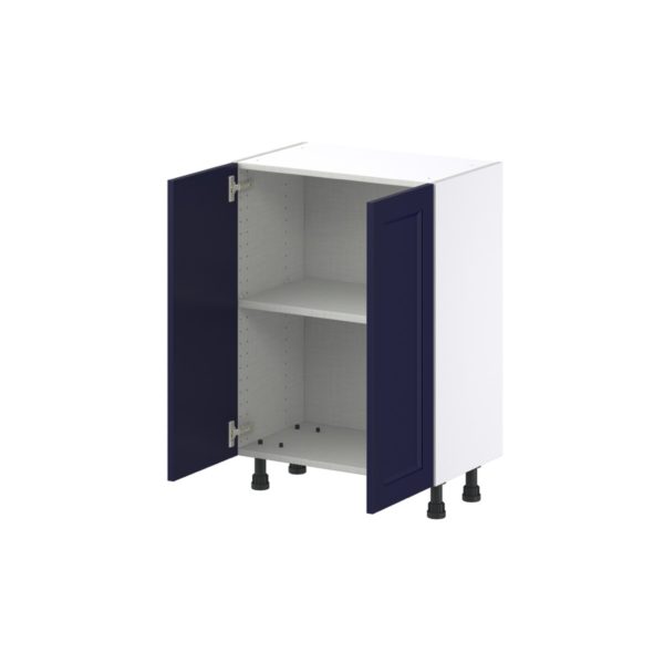 Camellia Painted Midnight Blue Recessed Assembled Shallow Base Cabinet with 2 Full High Doors (24 in. W x 34.5 in. H x 14 in. D)