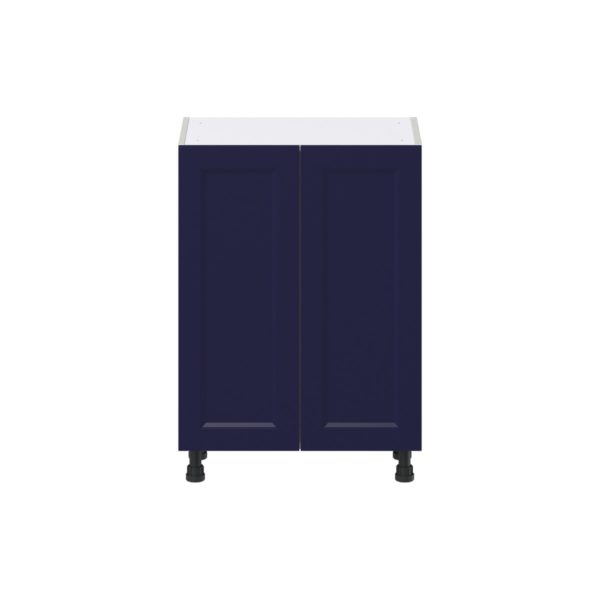 Camellia Painted Midnight Blue Recessed Assembled Shallow Base Cabinet with 2 Full High Doors (24 in. W x 34.5 in. H x 14 in. D)