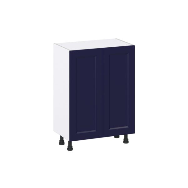 Camellia Painted Midnight Blue Recessed Assembled Shallow Base Cabinet with 2 Full High Doors (24 in. W x 34.5 in. H x 14 in. D)