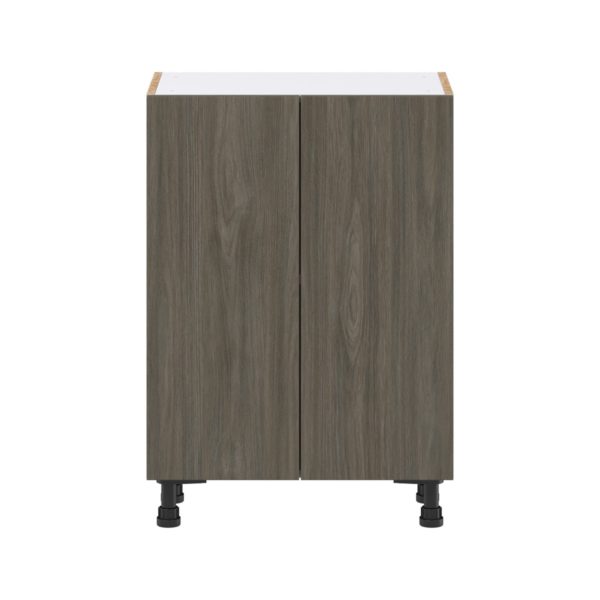 Cordyline Textured Slab Walnut Assembled Shallow Base Cabinet with 2 Full High Doors (24 in. W x 34.5 in. H x 14 in. D)