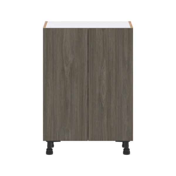 Cordyline Textured Slab Walnut Assembled Shallow Base Cabinet with 2 Full High Doors and 3 Inner Drawers (24 in. W x 34.5 in. H x 14 in. D)