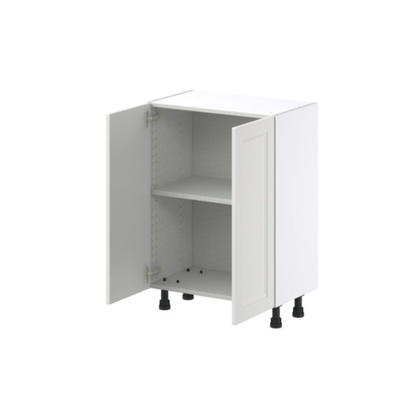 Magnolia Painted Bright White Recessed Assembled Shallow Base Cabinet with 2 Full High Doors (24 in. W x 34.5 in. H x 14 in. D)