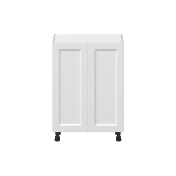 Magnolia Painted Bright White Recessed Assembled Shallow Base Cabinet with 2 Full High Doors (24 in. W x 34.5 in. H x 14 in. D)