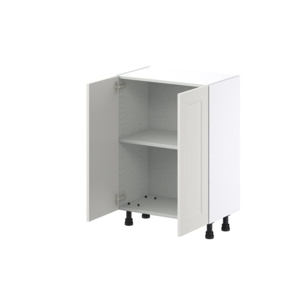 Wisteria Painted Light Gray Recessed Assembled Shallow Base Cabinet with 2 Full High Doors (24 in. W x 34.5 in. H x 14 in. D)