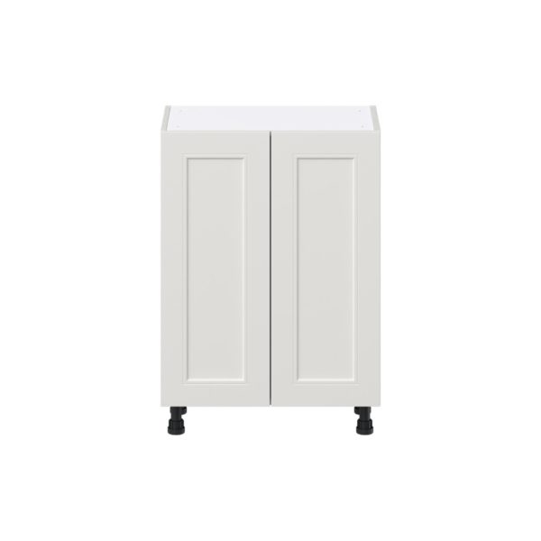 Wisteria Painted Light Gray Recessed Assembled Shallow Base Cabinet with 2 Full High Doors (24 in. W x 34.5 in. H x 14 in. D)