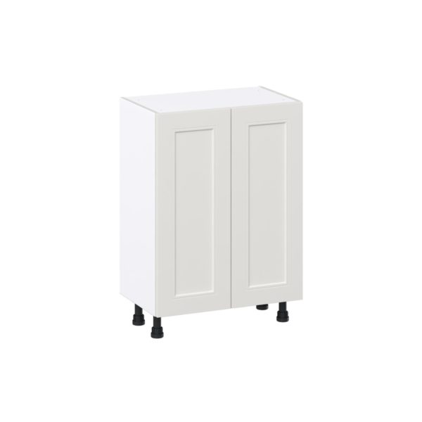 Wisteria Painted Light Gray Recessed Assembled Shallow Base Cabinet with 2 Full High Doors (24 in. W x 34.5 in. H x 14 in. D)