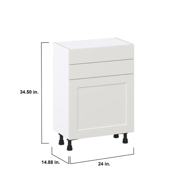 Wisteria Painted Light Gray Recessed Assembled Shallow Base Cabinet with 1 Door and Two 10 in. Drawers (24 in. W x 34.5 in. H x 14 in. D)