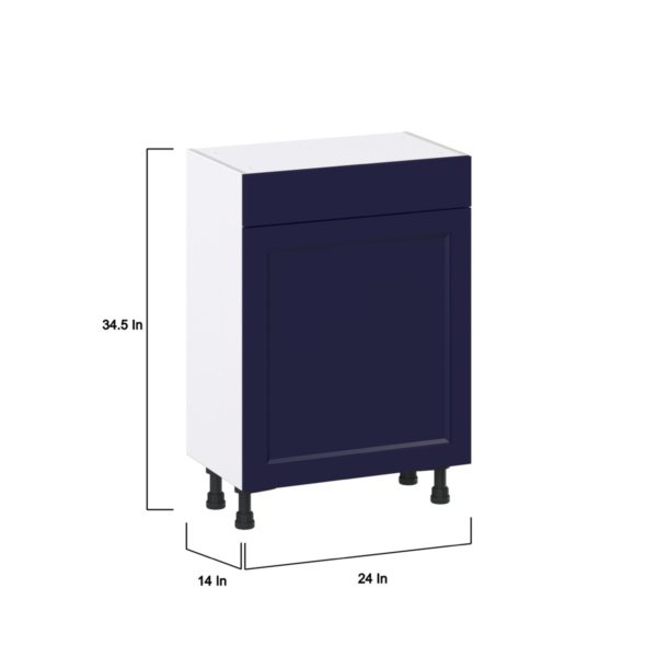 Camellia Painted Midnight Blue Recessed Assembled Shallow Base Cabinet with 1 Door and 1 Drawer (24 in. W x 34.5 in. H x 14 in. D)