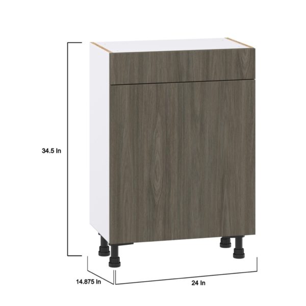 Cordyline Textured Slab Walnut Assembled Shallow Base Cabinet with 1 Door and 1 Drawer (24 in. W x 34.5 in. H x 14 in. D)