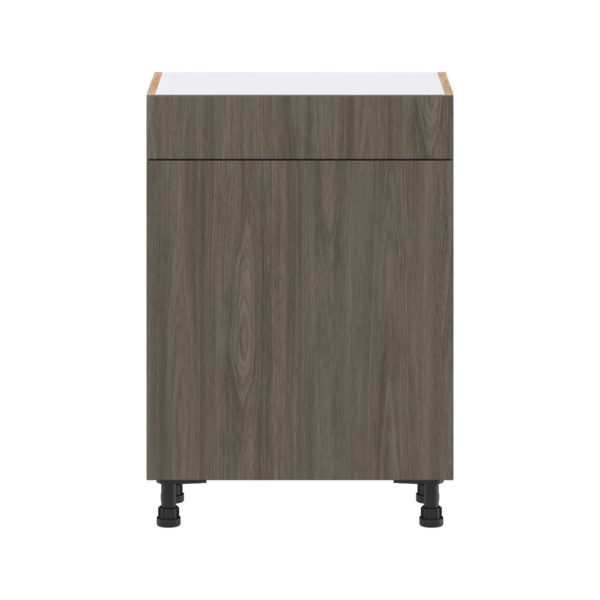 Cordyline Textured Slab Walnut Assembled Shallow Base Cabinet with 1 Door and 1 Drawer (24 in. W x 34.5 in. H x 14 in. D)