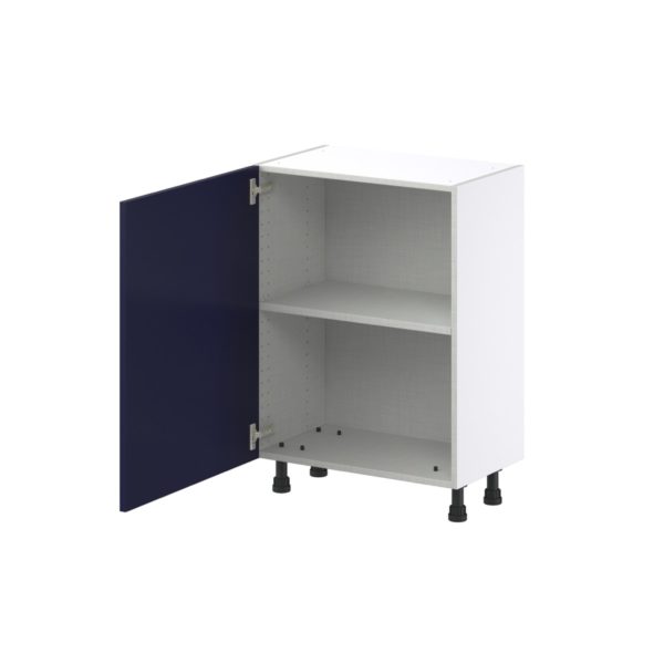 Camellia Painted Midnight Blue Recessed Assembled Shallow Base Cabinet with a Full High Door (24 in. W x 34.5 in. H x 14 in. D)