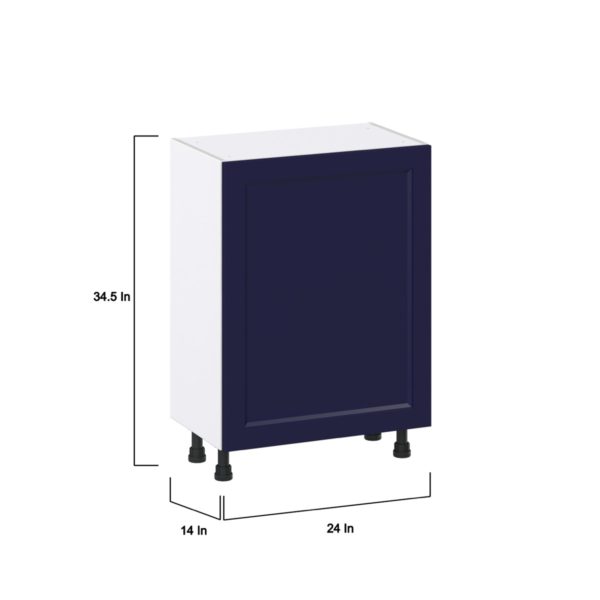 Camellia Painted Midnight Blue Recessed Assembled Shallow Base Cabinet with a Full High Door (24 in. W x 34.5 in. H x 14 in. D)