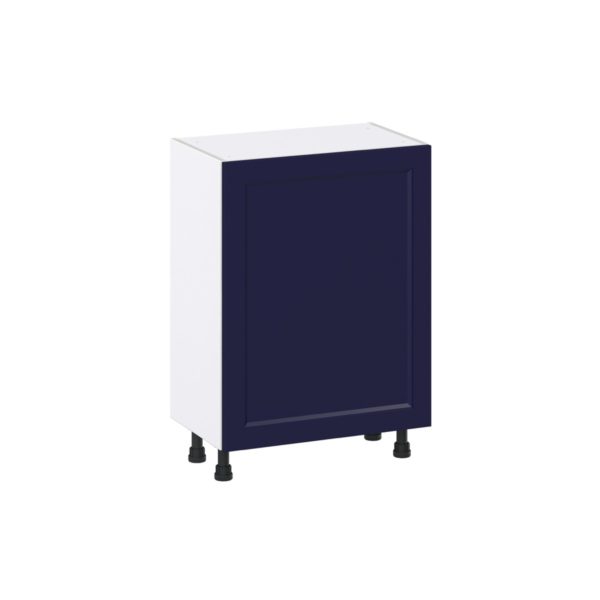 Camellia Painted Midnight Blue Recessed Assembled Shallow Base Cabinet with a Full High Door (24 in. W x 34.5 in. H x 14 in. D)