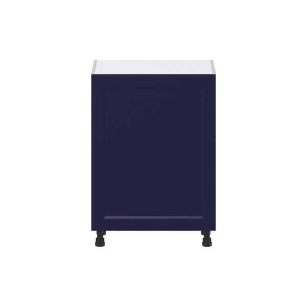 Camellia Painted Midnight Blue Recessed Assembled Shallow Base Cabinet with a Full High Door and 3 Inner Drawers (24 in. W x 34.5 in. H x 14 in. D)