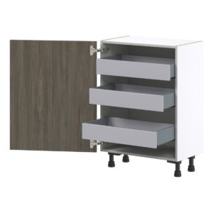 Cordyline Textured Slab Walnut Assembled Shallow Base Cabinet with a Full High Door and 3 Inner Drawers (24 in. W x 34.5 in. H x 14 in. D)