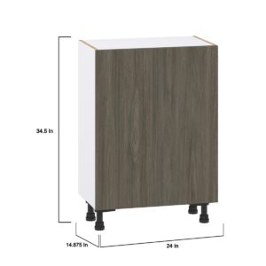 Cordyline Textured Slab Walnut Assembled Shallow Base Cabinet with a Full High Door and 3 Inner Drawers (24 in. W x 34.5 in. H x 14 in. D)